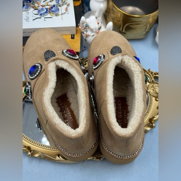 🆕 KURT GEIGER LONDON 🧿 NWOB Octavia Teddy Bootie, Sz EU37 US 7 - Picture 10 of 14